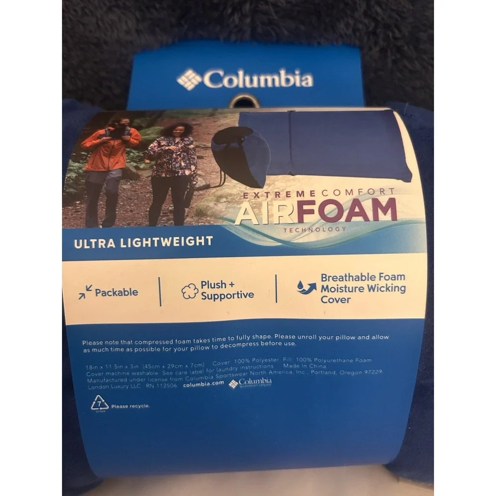 Columbia Ultra Lightweight Compressible Camping Pillow Travel Backpacking 18x11